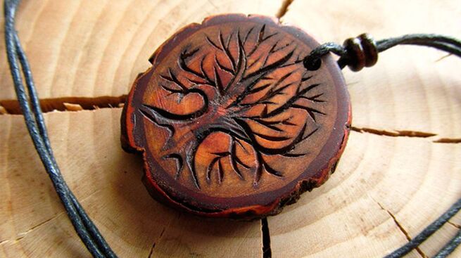 wood amulet for good luck